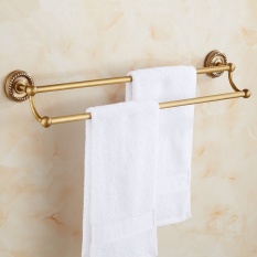 Eropa Antik Handuk Rak Handuk Kamar Mandi Handuk Twist Handuk Rak Retro Semua-tembaga Toilet Brush Wash Cup Soap Stand, Twist Double Tiang-Internasional