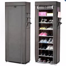 EZY10-tier Shoe Rack With Dustproof Cover - Abu-Abu