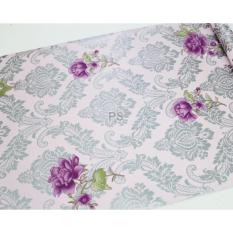F044 wallpaper sticker - vintage bunga ungu 45cm x 10m wallpaper dinding