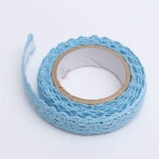 Kain Renda Washi Tape Pita Perekat Hiasan Katun Lusuh Chic Biru Pastel