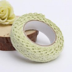 Kain Renda Washi Tape Pita Perekat Hiasan Katun Lusuh Chic Pastel Green-Intl