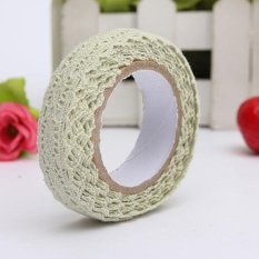 Fabric Lace Washi Tape Ribbon Cotton Trim Self Adhesive Shabby Chic Pastel Light Green - intl