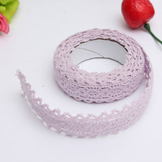 Kain Renda Washi Tape Pita Perekat Hiasan Katun Lusuh Chic Pastel Ungu