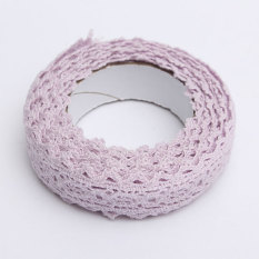 Kain Renda Washi Tape Pita Perekat Hiasan Katun Lusuh Chic Pastel Ungu
