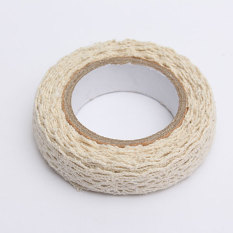 Kain Renda Washi Tape Pita Perekat Hiasan Katun Lusuh Chic Pastel Mentah Putih