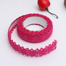 Kain Renda Washi Tape Pita Perekat Hiasan Katun Lusuh Chic Pastel Mawar