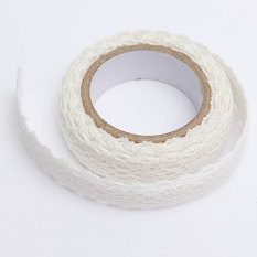 Kain Renda Pita Washi Pita Katun Trim Self Adhesive Lusuh Chic Pastel Putih