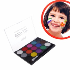 Wajah tubuh cat Kit 15 warna air berbasis lukisan dengan kuas Makeup Fancy Dress