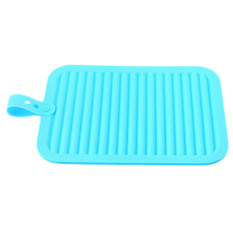 Fancyqube Kreatif Dapur Silikon Isolasi Drain Pad Waterproof Non-slip Teleskopik Mats Bisa Gantungan Alas Piring Biru-Intl