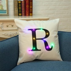 Fantastis Flower Hot Linen LEMBUT Sarung Bantal Lampu LED Natal Bantal Kasus Creative English Bermotif Huruf-putih-F- INTL