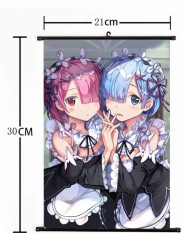 Fashion 1pcs 21 *30cm Anime Re :Zero Kara Hajimeru Isekai Seikatsu Rem Ram Poster Wall Scroll Cosplay - intl