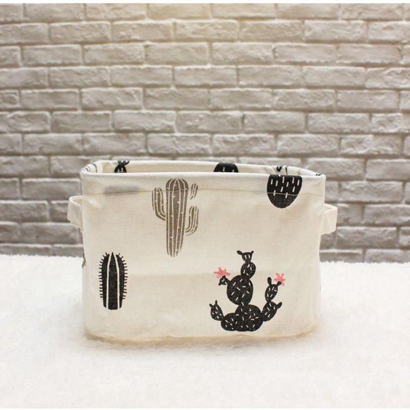 Fashion Canvas Desktop Keranjang Penyimpanan Kosmetik Kotak Penyimpanan Tahan Lama Rumah Kantor Tempat Penyimpanan Makeup Organizer 20x16X13 CM-Intl