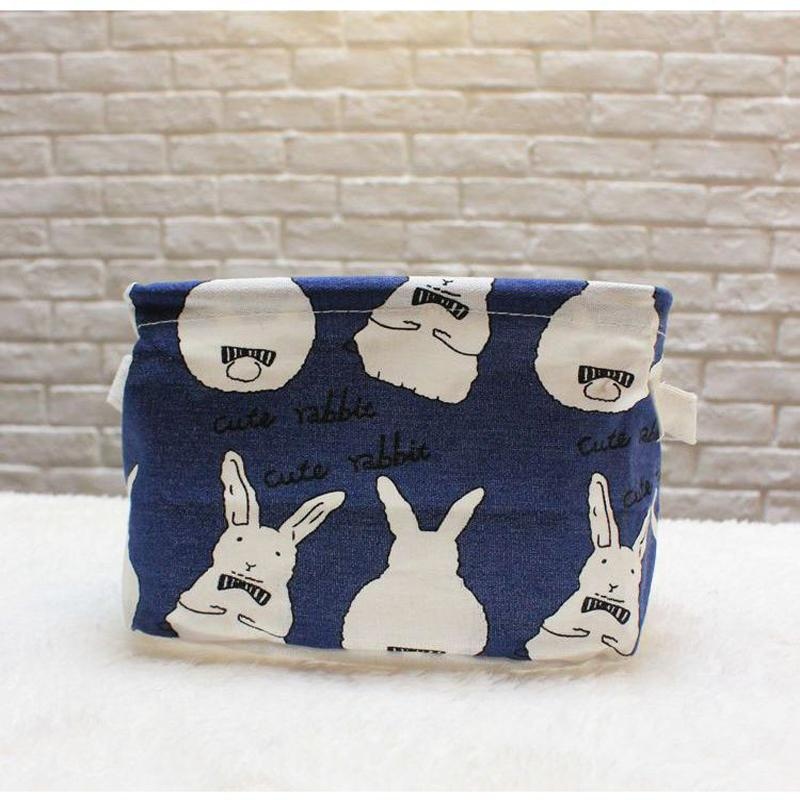 Fashion Canvas Desktop Keranjang Penyimpanan Kosmetik Kotak Penyimpanan Tahan Lama Rumah Kantor Tempat Penyimpanan Makeup Organizer 20x16X13 CM-Intl