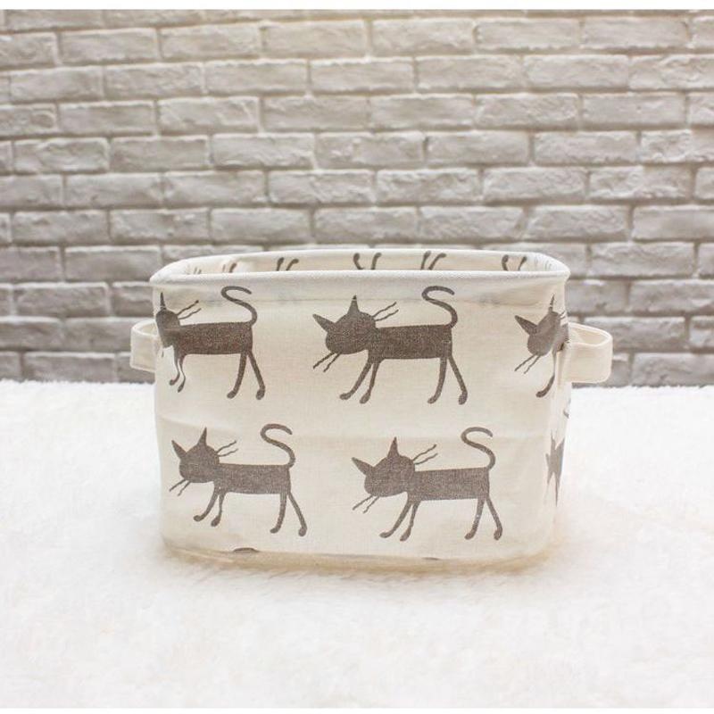 Fashion Canvas Desktop Keranjang Penyimpanan Kosmetik Kotak Penyimpanan Tahan Lama Rumah Kantor Tempat Penyimpanan Makeup Organizer 20x16X13 CM-Intl