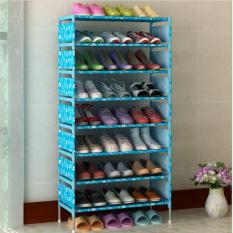 Feng Sheng Sederhana Bergaya Eropa Besi Tahan Debu Rak Sepatu Rak Kamar Tidur Ruang Tamu Bukan Tenunan Multi -layer Perakitan Rak-Pink/Biru-Intl