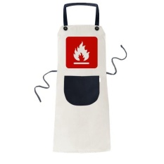 Fire Red Square Peringatan Mark Memasak Dapur Beige Adjustable Bib Apron Saku Women Pria Chef Hadiah-Intl