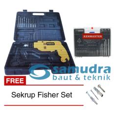 FISCH Mesin Bor Listrik Tembok Koper & Mata Bor Set KENMASTER & Sekrup