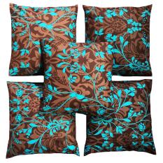 Flanelade Sarung Bantal Sofa Motif Bunga Corak - Coklat - 5 Buah
