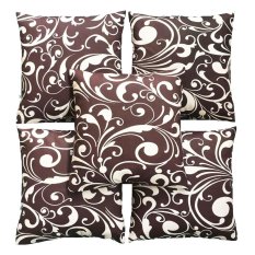 Flanelade Sarung Bantal Sofa Motif Bunga Cream - Coklat - 5 Buah