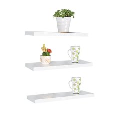 Floating Shelves Ambalan Dekorasi - Rak Dinding / Rak Buku Minimalis Set 3 Pcs / 30x10cm - Putih