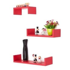 Floating Shelves Ambalan - 3Pcs Rak Dinding Minimalis Model U Elegan 40cm 30cm 20cm