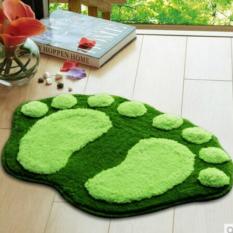 Flocking Kaki Tikar Karpet Mandi Non-slip Tikar Kamar Mandi Kamar Tidur Mat Indoor Kaki Rug (Hijau)-Intl