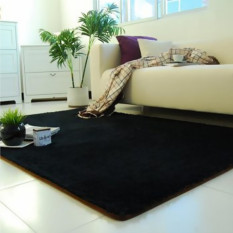 Berbulu Anti Selip Ramus Area Karpet Rumah Karpet Yoga Kamar Tidur Lantai Ruang Makan MAT Hitam-Intl