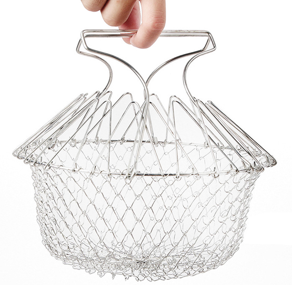 Lipat Uap Strain Fry Chef Basket Strainer Memasak Dapur Bersih HFAU-Intl Lipat Uap Strain Fry Chef Basket Strainer Memasak Dapur Bersih HFAU-Intl