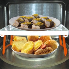 Folding Microwave Oven Shelf PP Bahan Microwave Rak Penyimpanan Rak Double Layer Kulkas Organizer Rak Penyimpanan Rumah-Intl