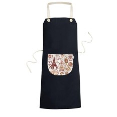 Food Cooker France Eiffel Tower National Flag Architecture Custom Landscape Illustration Pattern Cooking Kitchen Black Bib Aprons With Pocket for Women Men Chef Gifts