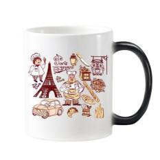 Food Cooker France Eiffel Tower National Flag Architecture Custom Landscape Illustration Pattern Morphing Heat Sensitive Changing Color Mug Cup Milk Coffee With Handles 350 ml - intl