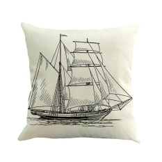 Foorvof Square Simple Casual Style Stick Gambar Pola Linen Cover Bantal, Bantal Batin Tidak Termasuk-Intl