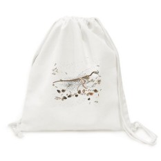 Fossil Black Small Dinosaur Canvas Drawstring Backpack Shopping Travel Lightweight Basic Bag Gift - intl