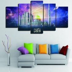 FRD Baru Islam Masjid Lukisan Kastil 5 Panel Cetak Muslim Artpictures untuk Dekorasi Rumah Kamar Tidur Lukisan Poster Dinding Tanpa Bingkai-Internasional
