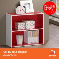 FUNIKA 11240 RD-WH - Rak Buku 2 Tingkat - Merah/Putih