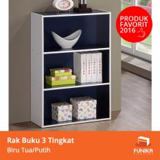 FUNIKA 11241 BL-WH - Rak Buku 3 Tingkat - Biru/Putih - JABODETABEK