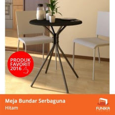FUNIKA 22135 Meja Bundar Sebaguna - Hitam - Khusus JABODETABEK