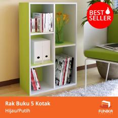 FUNIKA- Rak Buku Hijau Putih 5 Kotak 13226 GR-WH - Hijau