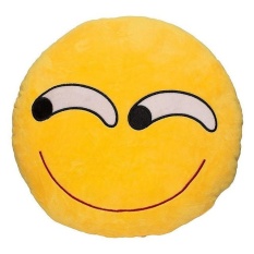Lucu Lucu Emoji Bantal Bantal Mewah Coussin Cojines Emoji Gato Round Cushion Emoticonos Smiley Bantal Stuffed Plush (Kuning) -Intl