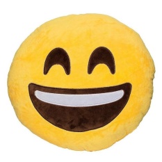 Lucu Lucu Emoji Bantal Bantal Mewah Coussin Cojines Emoji Gato Round Cushion Emoticonos Smiley Bantal Stuffed Plush (Kuning) -Intl
