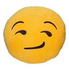 Lucu Lucu Emoji Bantal Bantal Mewah Coussin Cojines Emoji Gato Round Cushion Emoticonos Smiley Bantal Stuffed Plush (Kuning) -Intl
