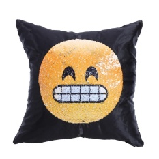 Emosi Lucu Berubah Warna Memeluk Mobil Sofa Bantal Cover (Hitam)-Intl