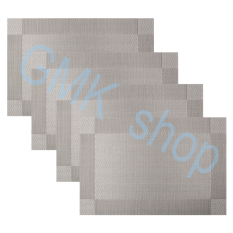 GAKTAI 4 Buah Isolasi Profesional Antilengket Crossweave Anyaman Gaya Vinil PVC Alas Piring Dicuci Meja Tikar/bantalan For Meja Makan, 44,96 Cm X 29,97 Cm (abu-abu Silver)
