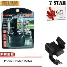 Gembok Kinbar Anti Maling Gembok Alarm RING PANJANG ORIGINAL 100% Suara Mantap + Gratis Holder HP Universal Motor - Hitam