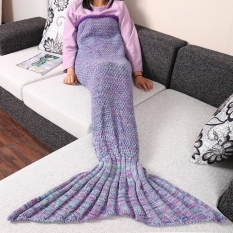 Getek Ekor Putri Duyung Rajutan Selimut 92X170 Cm (Ungu)