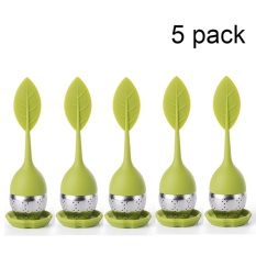 GL Set 5 Pegangan Silikon Saringan Stainless Steel Drip Tray Termasuk-Longgar Teh Curam-TERBAIK untuk Loose Daun atau Teh Herbal-Intl