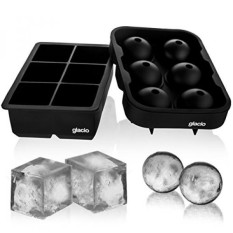 Glacio Es Cube Nampan Silikon Kombo Mold (Set dari 2), sphere Es Bola Maker dengan Tutup & Besar Persegi Cetakan, Dapat Digunakan Kembali dan Bpa Gratis-Internasional