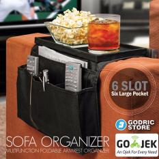 Godric Sofa Organizer Multifungsi Armrest Foldable Tempat Storage Remote TV, Minuman & Makanan