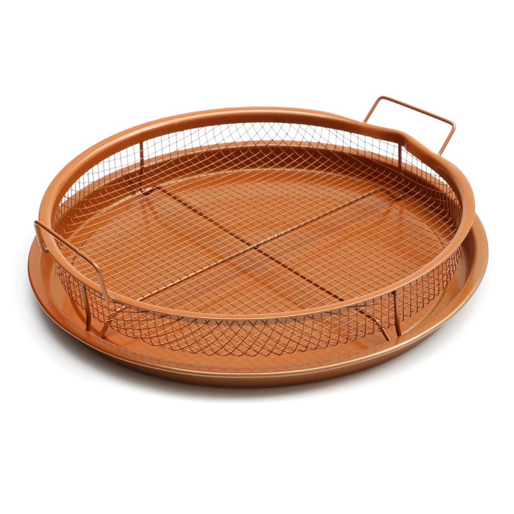 Gotham Baja Non-stick Permukaan Tembaga Round Tembaga Air Fry Crisper Tray + Basket Beige-Intl Gotham Baja Non-stick Permukaan Tembaga Round Tembaga Air Fry Crisper Tray + Basket Beige-Intl