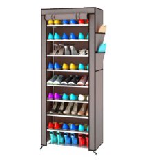 Grosir Station Rak Sepatu Portable 10 Susun / shoe rack with dust cover - ABU - ABU